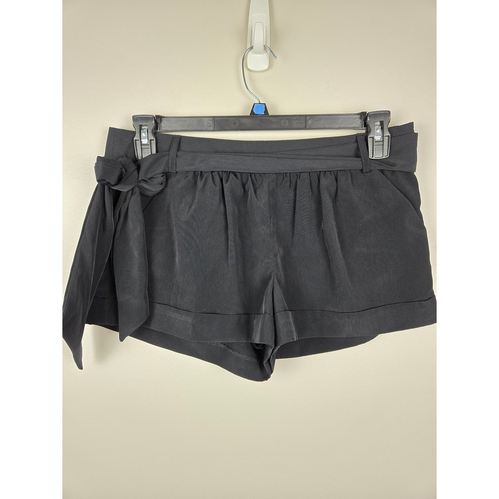 Express Black Tie Waist Dress Shorts Cuffed Hem Side Zip Size 8 NEW